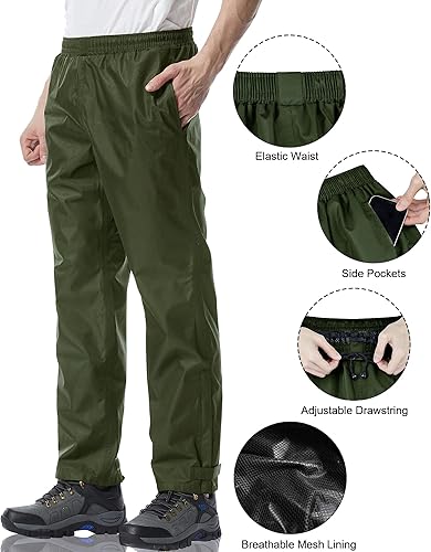 Miniatura 3 de iCreek Pantalones de lluvia para hombre, impermeables, resistentes al viento, ligeros, para senderismo, trabajo, lluvia, al aire libre, para golf