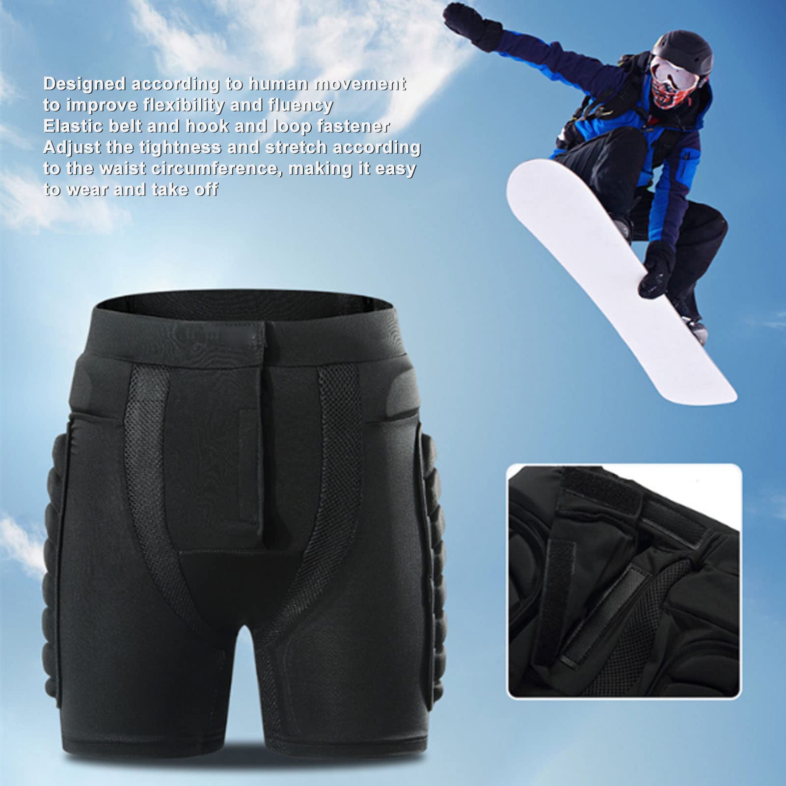 Hip Pad Protector, Elastic Belt Padded Shorts Thickened EVA Pad Widely Applicable for Extreme Sports (L)