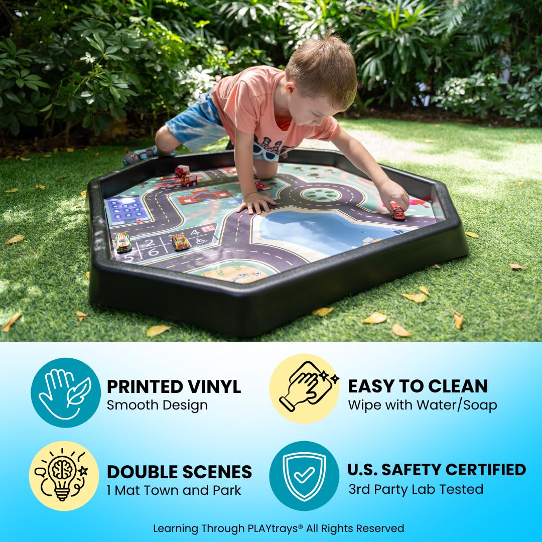 Large Sensory Play Mat – Double Sided Town & Park Tuff Tray Insert (Fits 35.4" Tuff Tray, Tray Not Included)