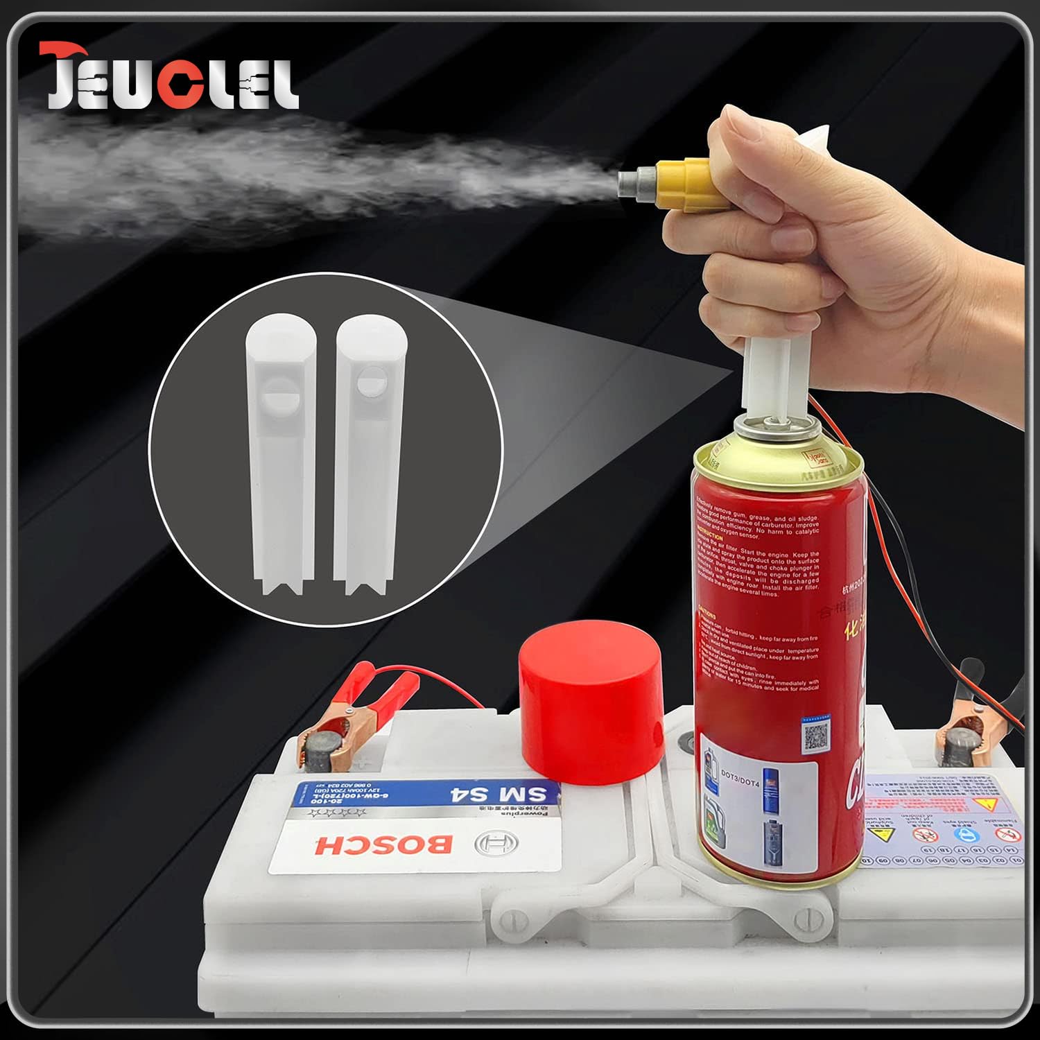 Upgraded Fuel Injector Tester and Cleaner Kit with 2 Adapters, 8 Pulse, 12V/5V Output Power Modes - DIY Cleaning Tool with Short Circuit Protector - Test Two Fuel Injectors Simultaneously