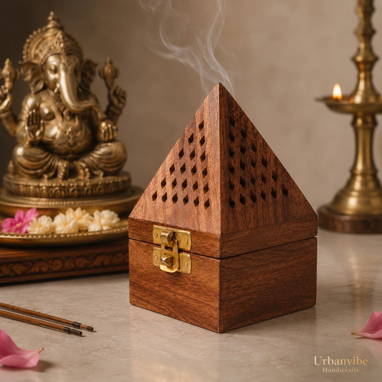 Wooden Dhoop Stand - Pooja Room Incense Holder -2