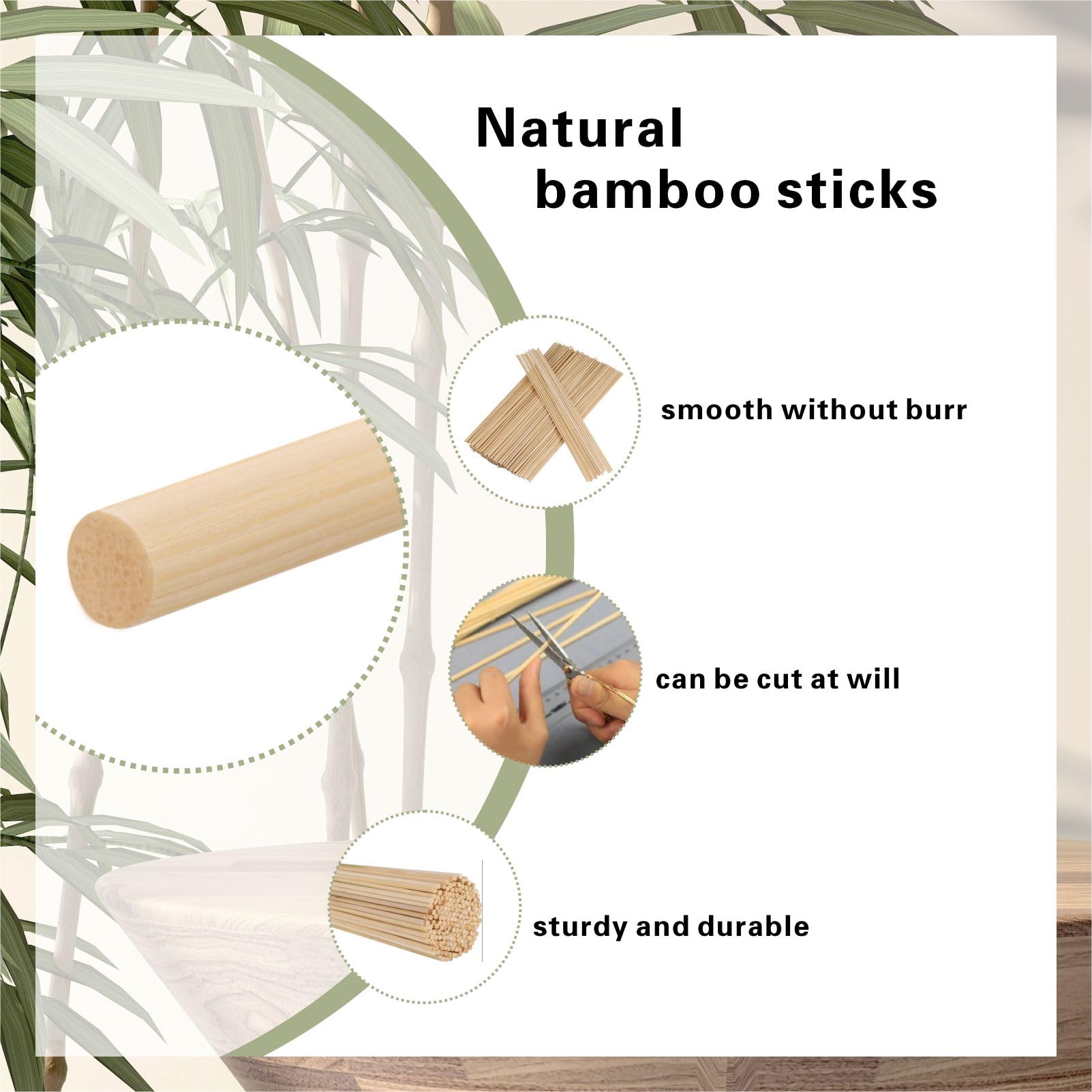 WOKICOR 200 Stück Zuckerwatte-Stäbchen - 300mm X 3mm, Bambus Rundholz Für Basteln & DIY