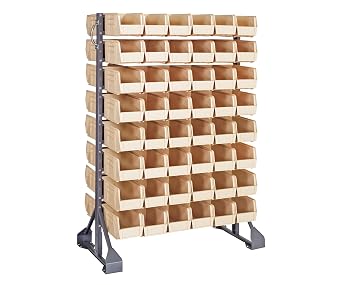 Quantum Storage Systems QRU-16D-230-96IV Double Sided Rail Systems Complete Package with Bins, 36L x 20W x 53H Ivory