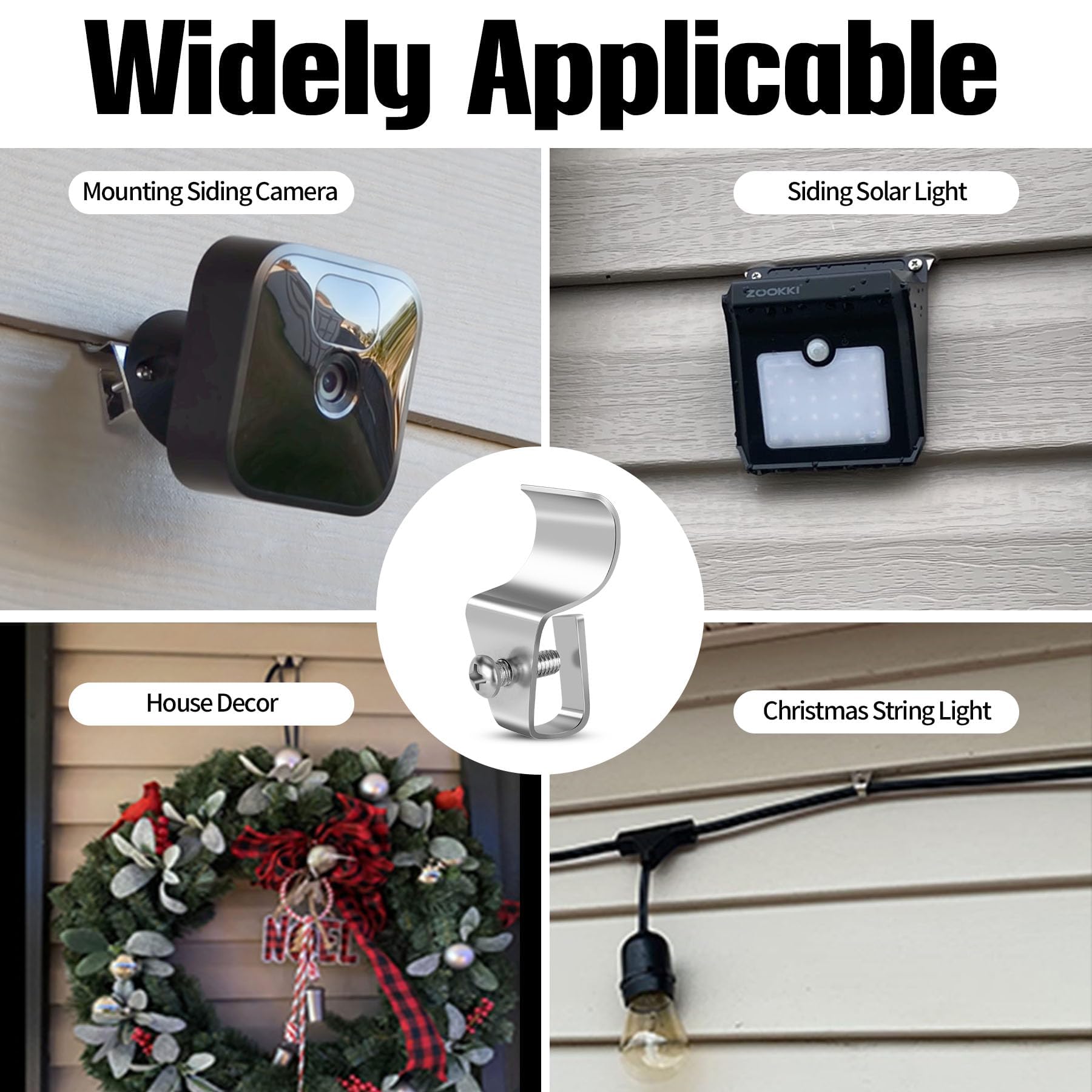 Antimbee 30-Pack Vinyl Siding Hanger, Vinyl Siding Clip Hooks, Upgrade No-Hole Outdoor Camera Mount, for Blink, Arlo, Ring, No-Damage, Weatherproof-304 Stainless Steel Home Siding Hooks