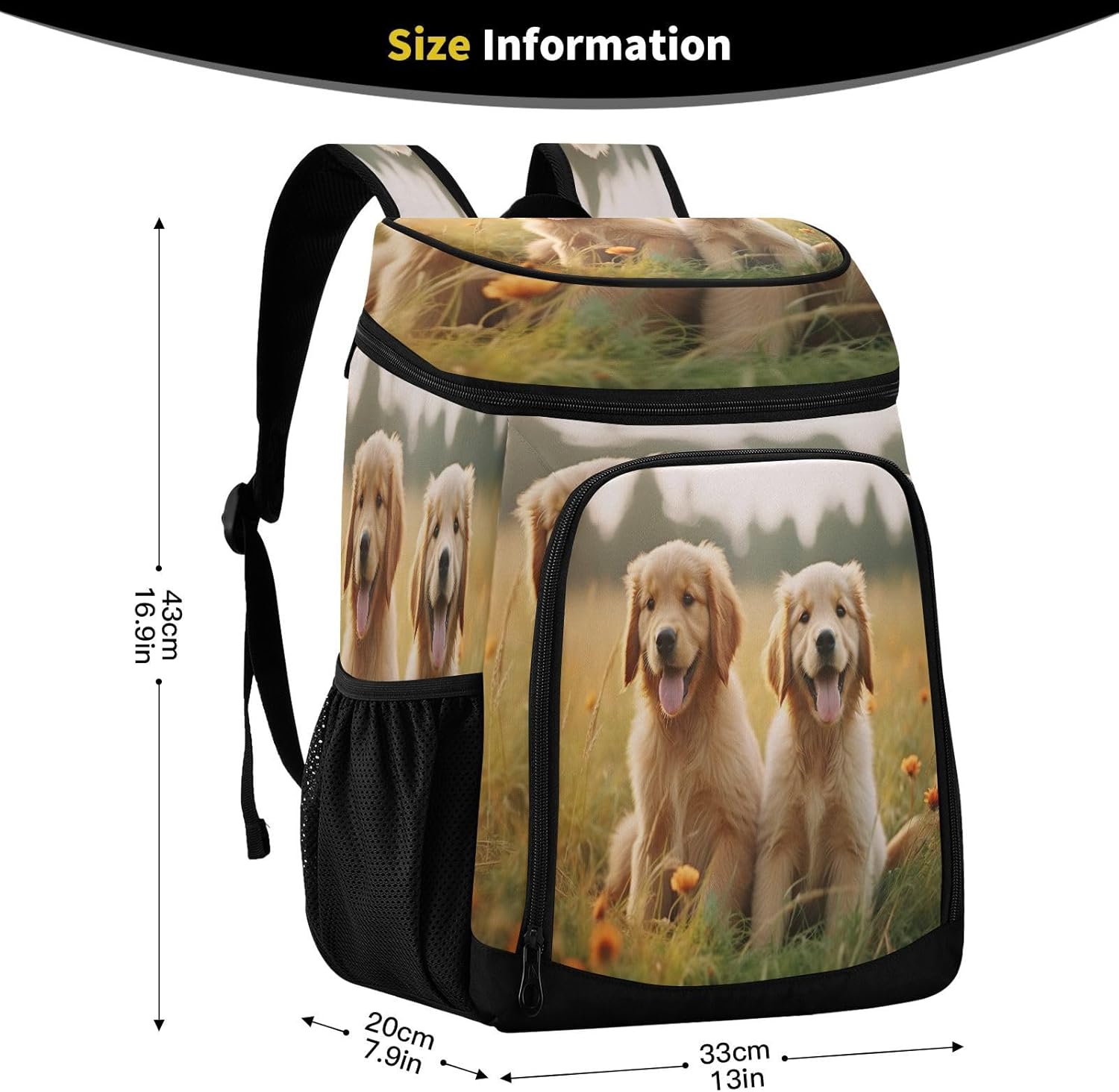 Cute Dogs Cooler Backpack 36 Cans Leakproof Waterproof Backpack Cooler Bag Beach Accessories Travel Camping Fishing Backpack for Women Men