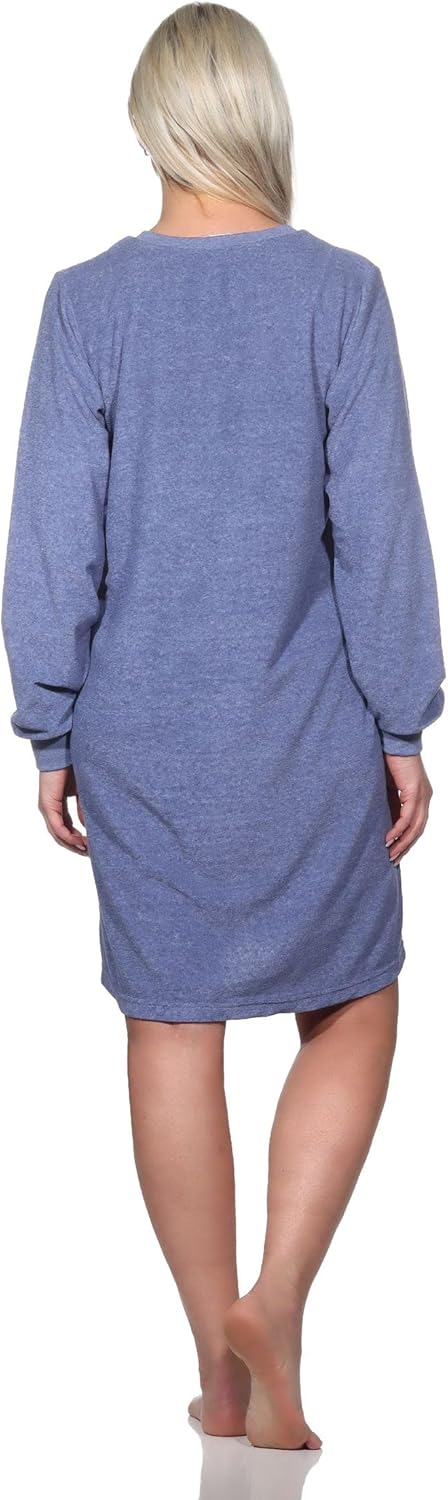 Normann Nachthemd Normann Damen Frottee Nachthemd - Sterne Optik - auch in Übergröße, Nachtkleid