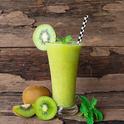 Vista 50 de ALINK 100 pajitas de papel a rayas blancas y negras, biodegradables desechables para Halloween, Navidad, cumpleaños, Año Nuevo, suministros de Rayas