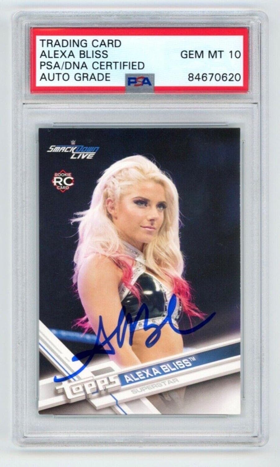 ALEXA BLISS Signed 2017 Topps WWE Wrestling Rookie Card 36 + PSA Auto