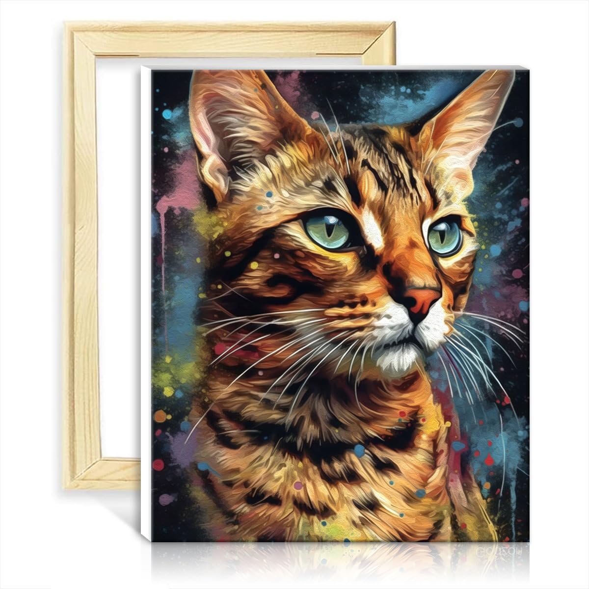 TANGFEIY Oil Painting Bengal cat Painting Painting by Numbers Kits Adults with Brushes and Acrylic Pigment on Canvas for Parent-Child Time NO Frame(50x65cm)
