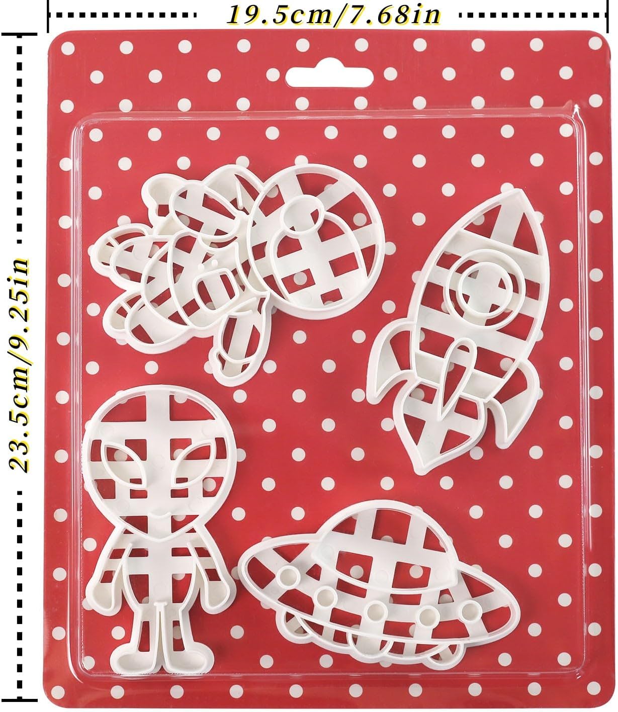 4Pcs Space Cookie Cutters 3D Astronaut UFO Rocket Alien Baking Tools | Food Safe Plastic, Ideal for Kids Birthday Themed Party Decorations, Graduation