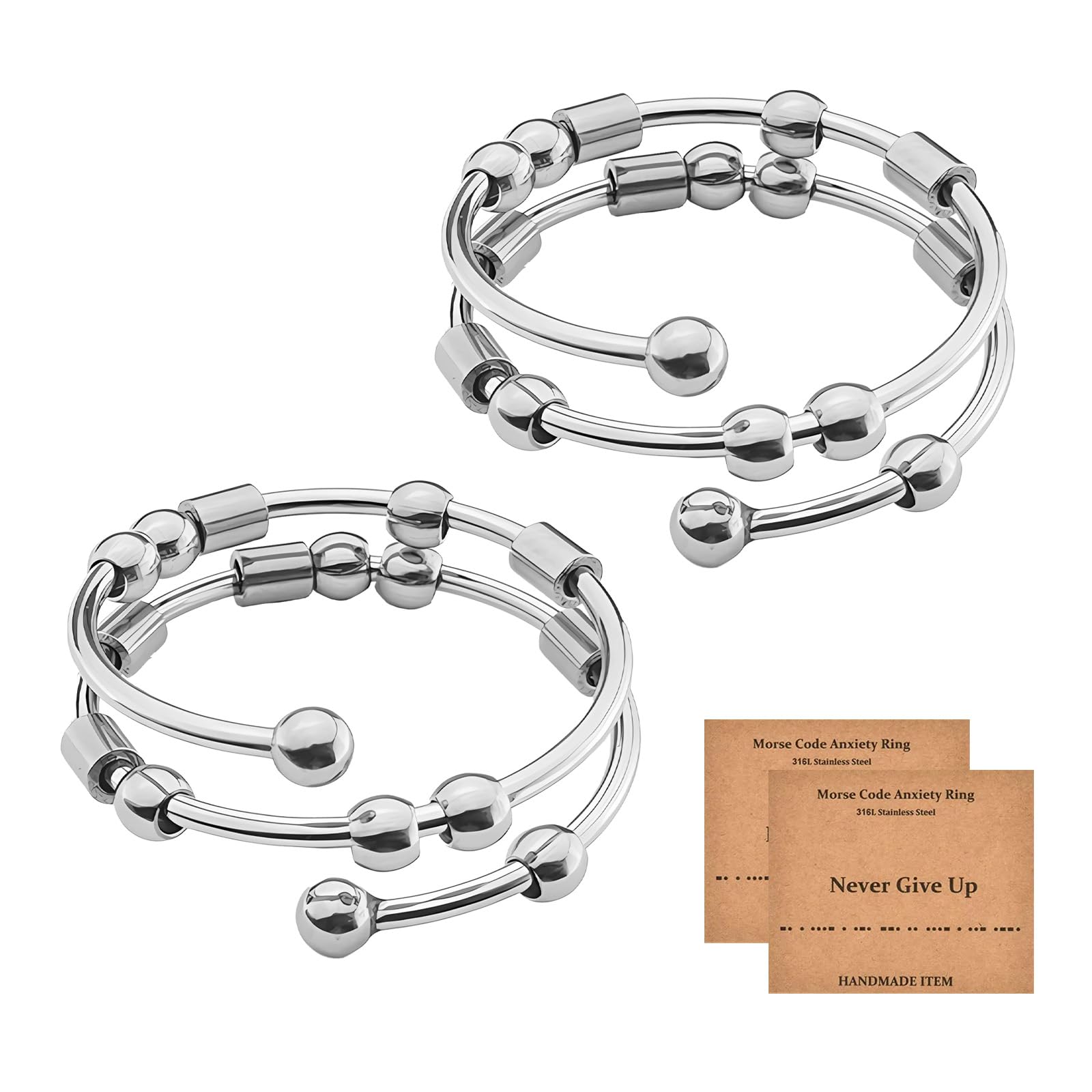 Eniyou 2pcs Anillo Antiestres Mujer Anillos Anillo Antiestres Mujer Antiestres Anillo Ansiedad Anillos Mujer Plata Antiestres Mujer Anillo Siempre Juntas Giratorio Anillas Anillo Antiestres Mujer