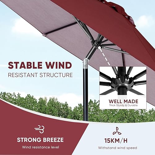 Miniatura 75 de Tempera Patio Market Outdoor Table Umbrella with Push Button Tilt and Crank,Large Sun Umbrella with Sturdy Pole&Fade resistant canopy,Easy to set