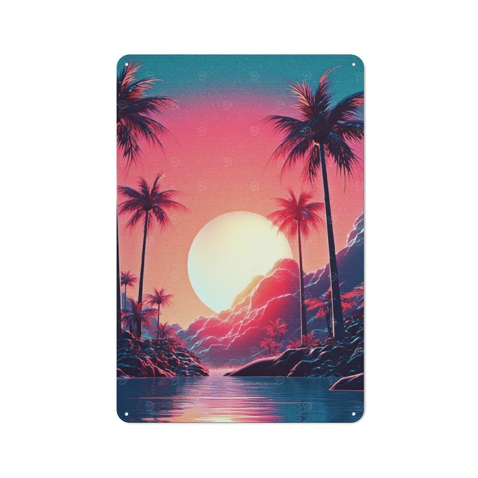 Junmoney Style-1 Beautiful Sunrise Tin Sign 30X20cm, Garage Style Workshop Wall Decor For Garage, Workshop, Shed Or Utility Room
