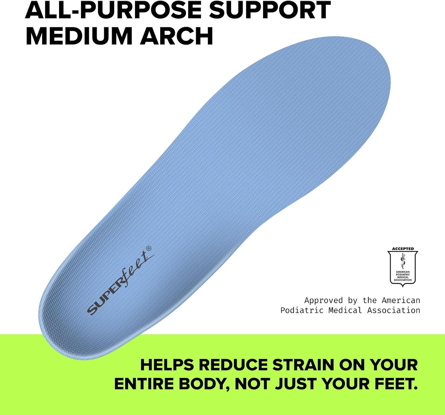 Superfeet All-Purpose Support Medium Arch Insoles (Blue) - Trim-To-Fit Orthotic Shoe Inserts - Professional Grade - Men 9.5-11 / Women 10.5-15 - Image 2