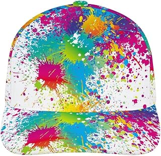 Funny Paint Drop Splatter Colorful Pattern Baseball Cap Unisex Adjustable Dad Hat for Men Women Creative Trucker Hats for Outdoor Sports Summer Hiking