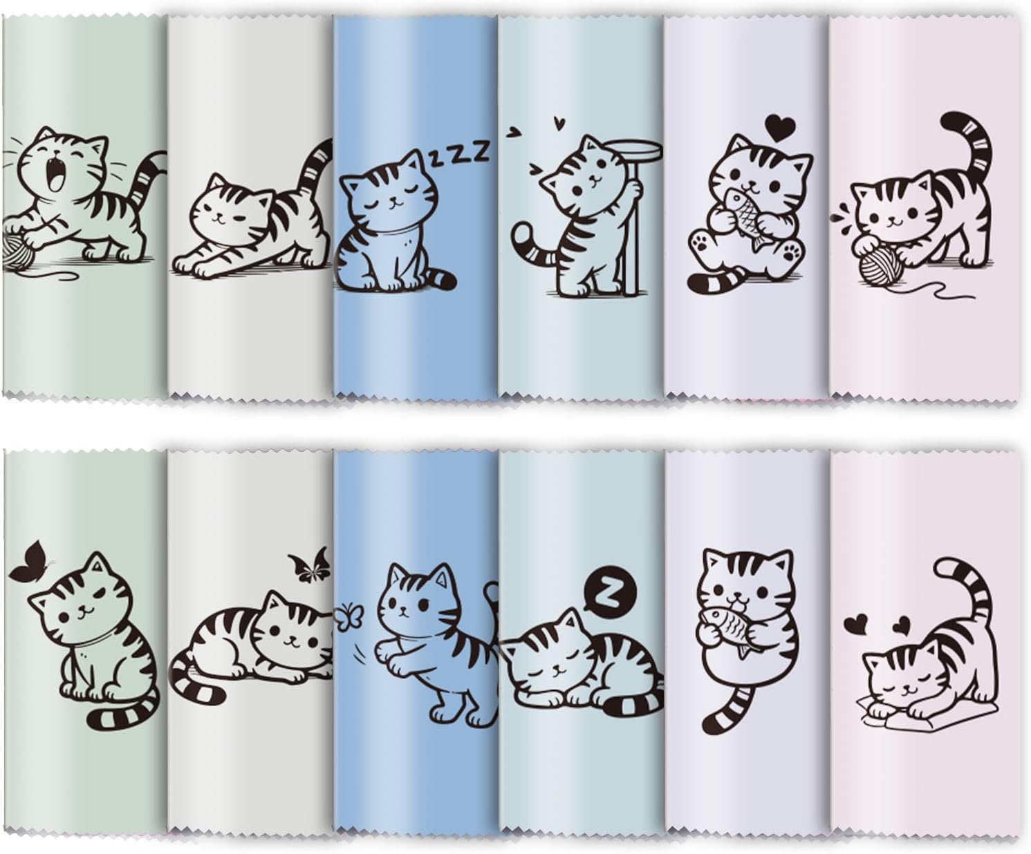 FREEBLOSS 24pcs Glasses Cleaning Cloth Microfiber Cleaning Cloth for Glasses Eyeglasses Reusable Thick Cleaner Cloths Soft Wipes for Camera Lens Phone Screens, 6.3x6.3" Cat Pattern
