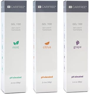 Gel 1100, Variety Pack with 3 Flavors (Mint, Citrus, Grape), Anti-Cavity Fluoride Toothpaste, Nano Hydroxyapatite for pH Neutralization, Freshens Breath & Moistens Mouth, Dentist Recommended