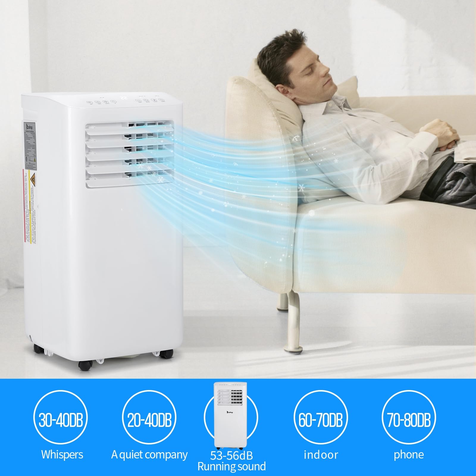 BRIGHTAKE-Climatiseur mobile avec déshumidificateur, évacuation BRIGHTAKE-Climatiseur mobile avec déshumidificateur, évacuation