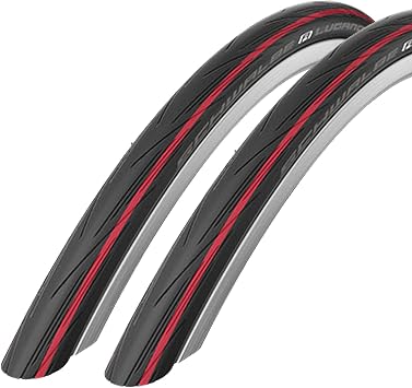 Schwalbe 2x Lugano 700c x 25 Road Racing Bike Tyres - Red