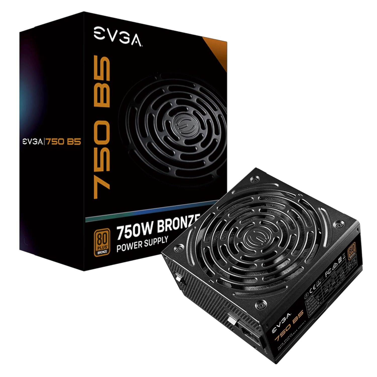EVGA 750 B5, 80 Plus Bronze 750W, Fully Modular, EVGA ECO Mode, 5 Year Warranty, Compact 150mm Size, Power Supply 220-B5-0750-V1