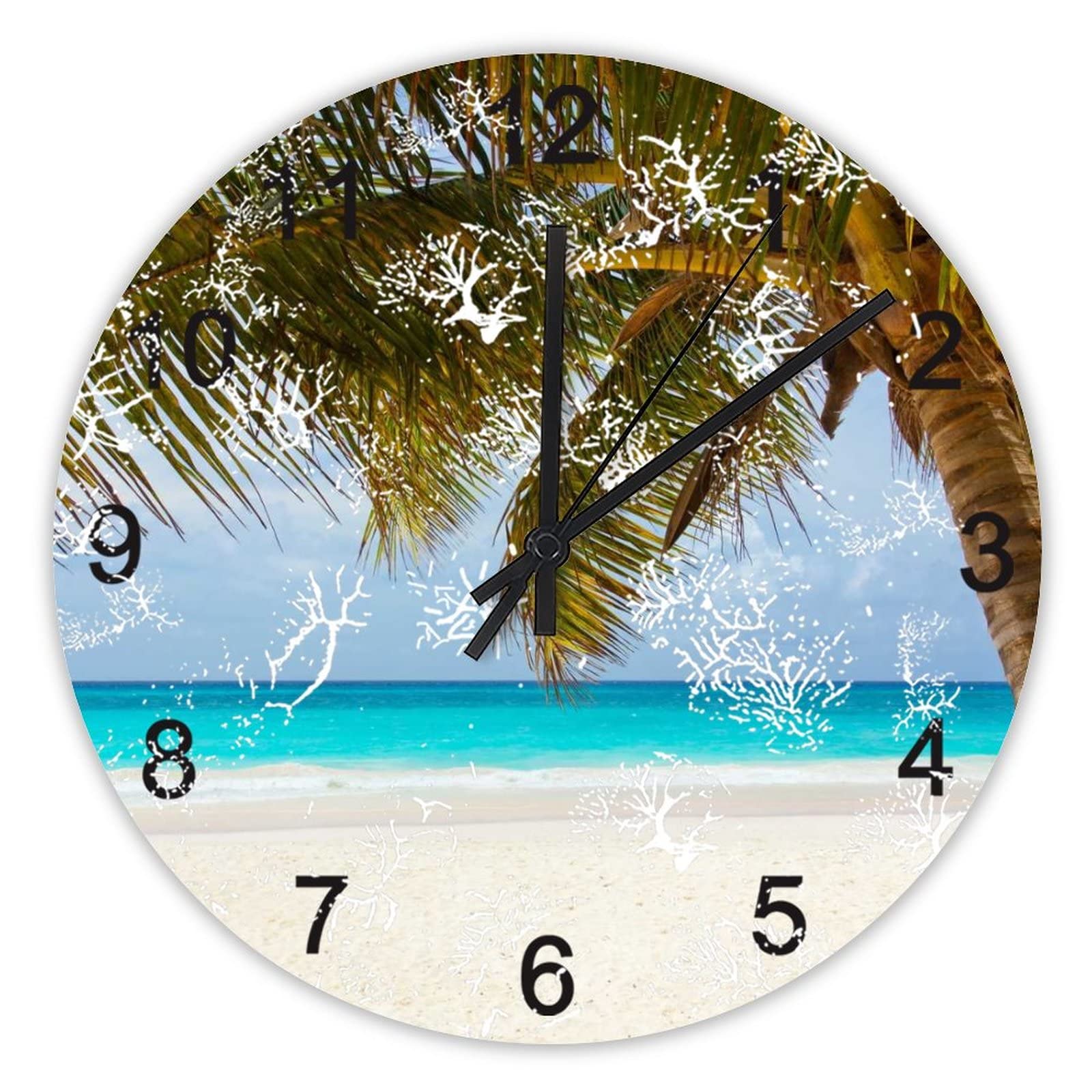 Horloge murale décoration de maison motif plage cadeau idéal