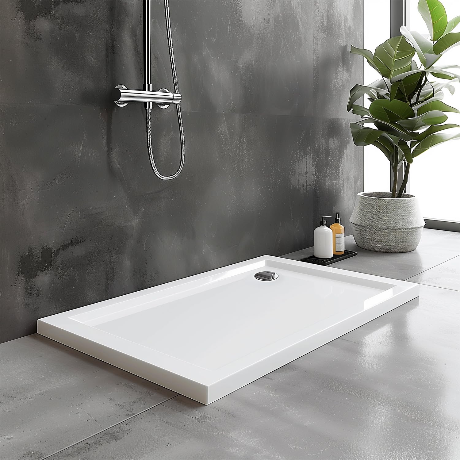 Go Bathrooms White Shower Tray 1200 X 760Mm Rectangle Shower Tray 40Mm Low Profile Enclosure Stone Resin Acrylic Capped Cubicle Tray