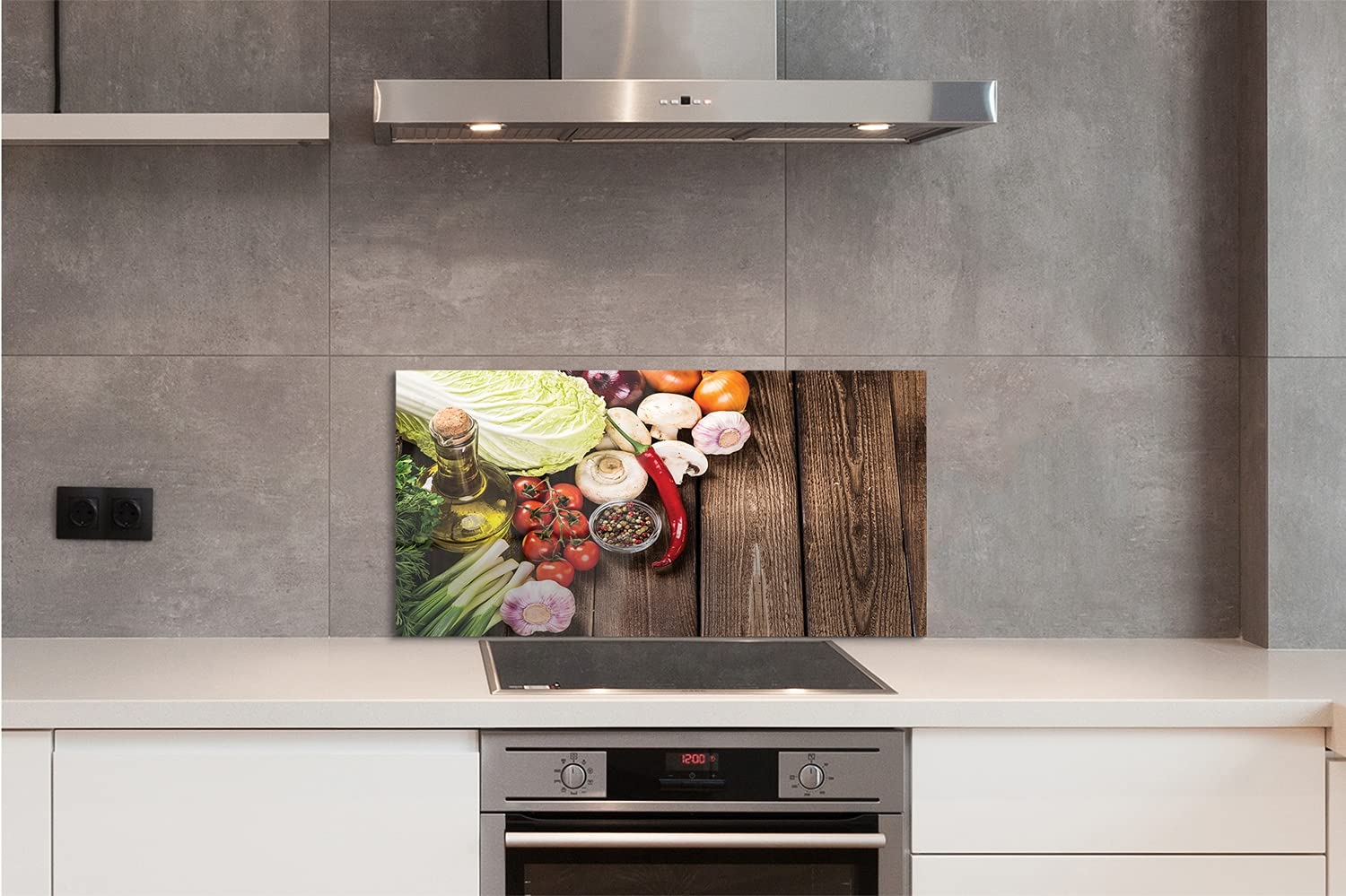 Tulup Panneaux De Cuisine Sur Verre - 140x70 - Un Panier De Légumes