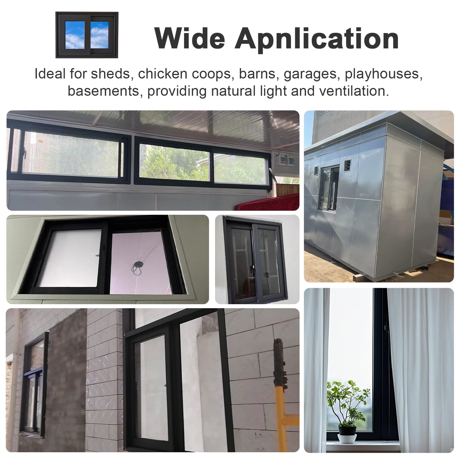 Ventana Aluminio 30x30 40x40 50x50 Ventana corredera Aislamiento con Cristal Templado y mosquitera Ventana para Casas Baño Sótano Garaje y Graneros(WxH 40x60cm)