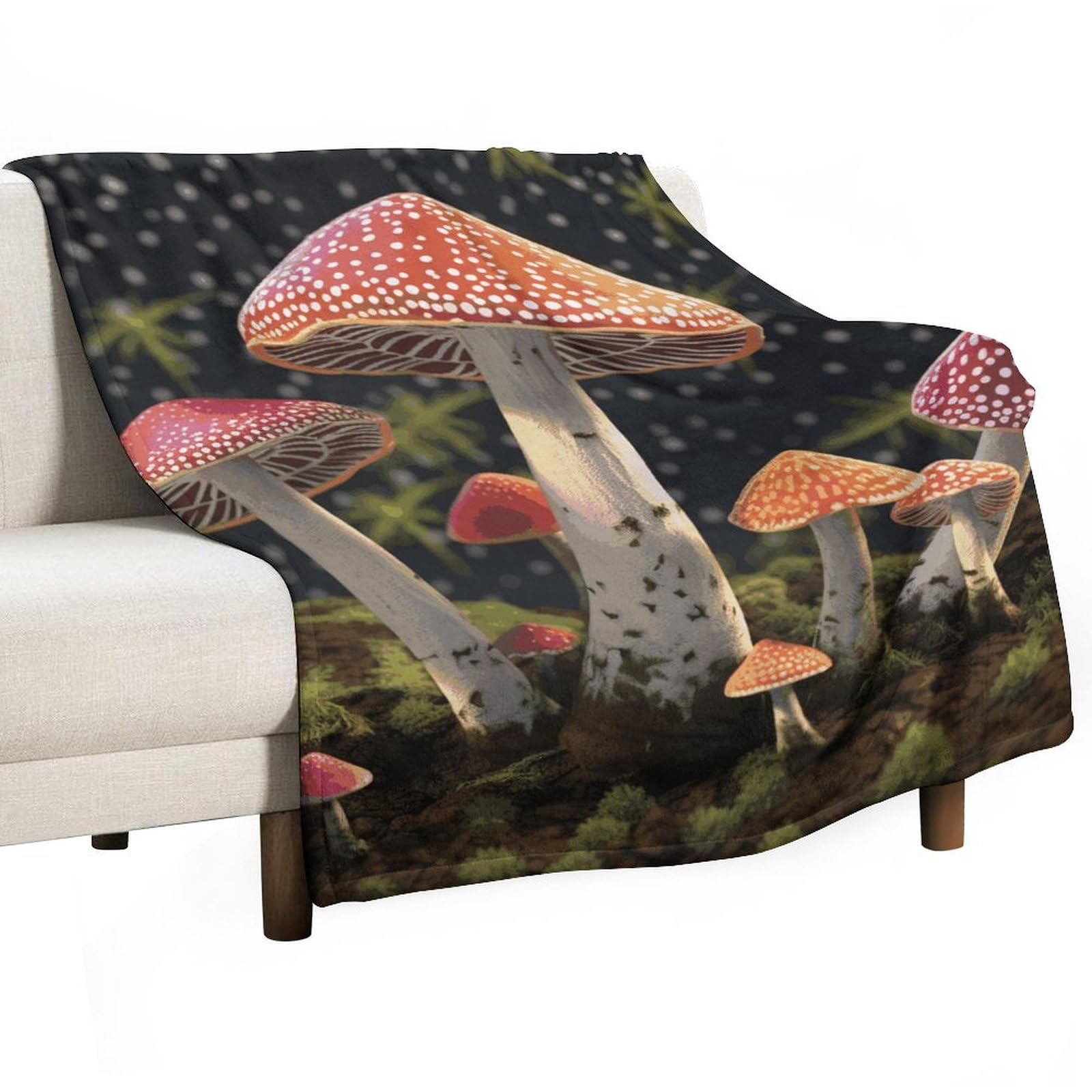 Couverture douce en flanelle imprimé champignons plaid canapé lit voyage 100x125