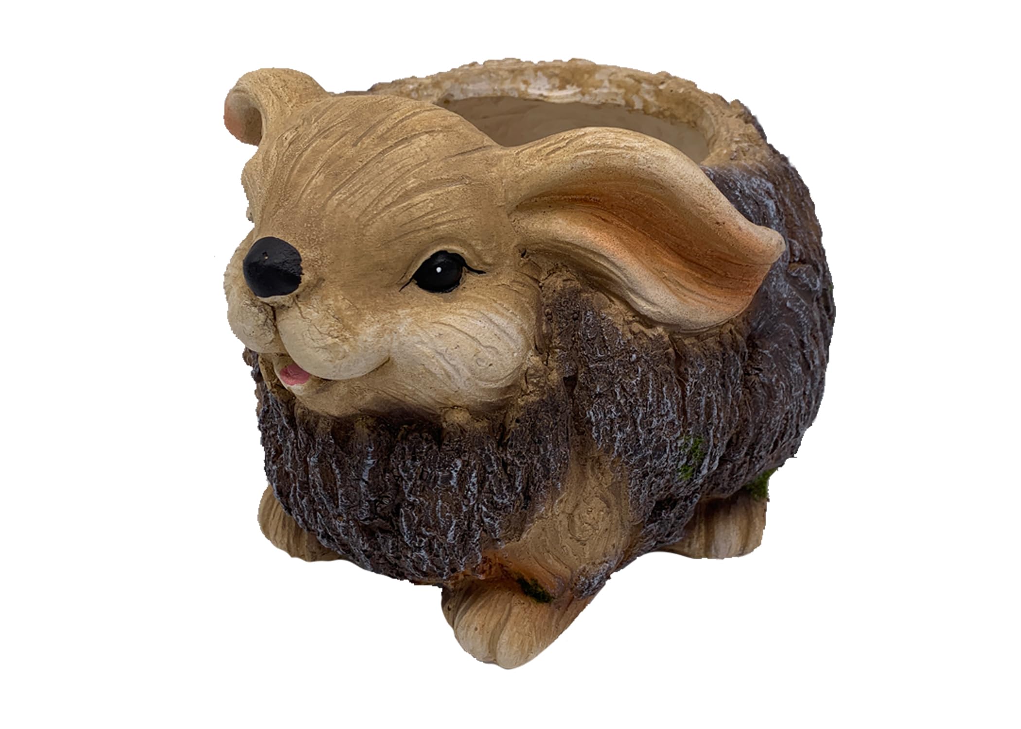 Lapin bélier pot de fleurs en MGO Esschert Design imitation bois naturel