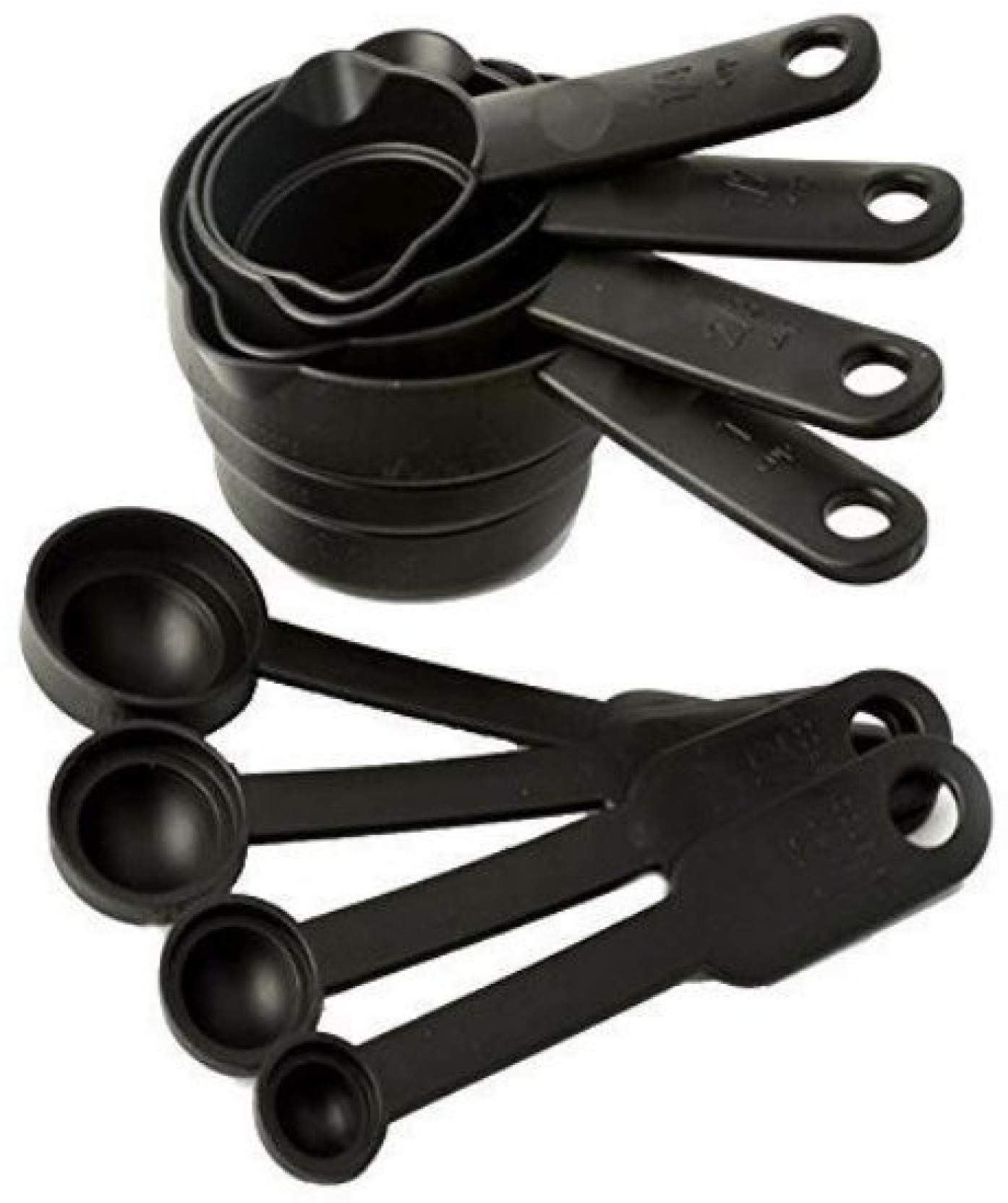 MAKS Bakeware 8 Pcs Plastic Baking and Cooking Measurement Set 4 Measuring Cups and 4 Spoons