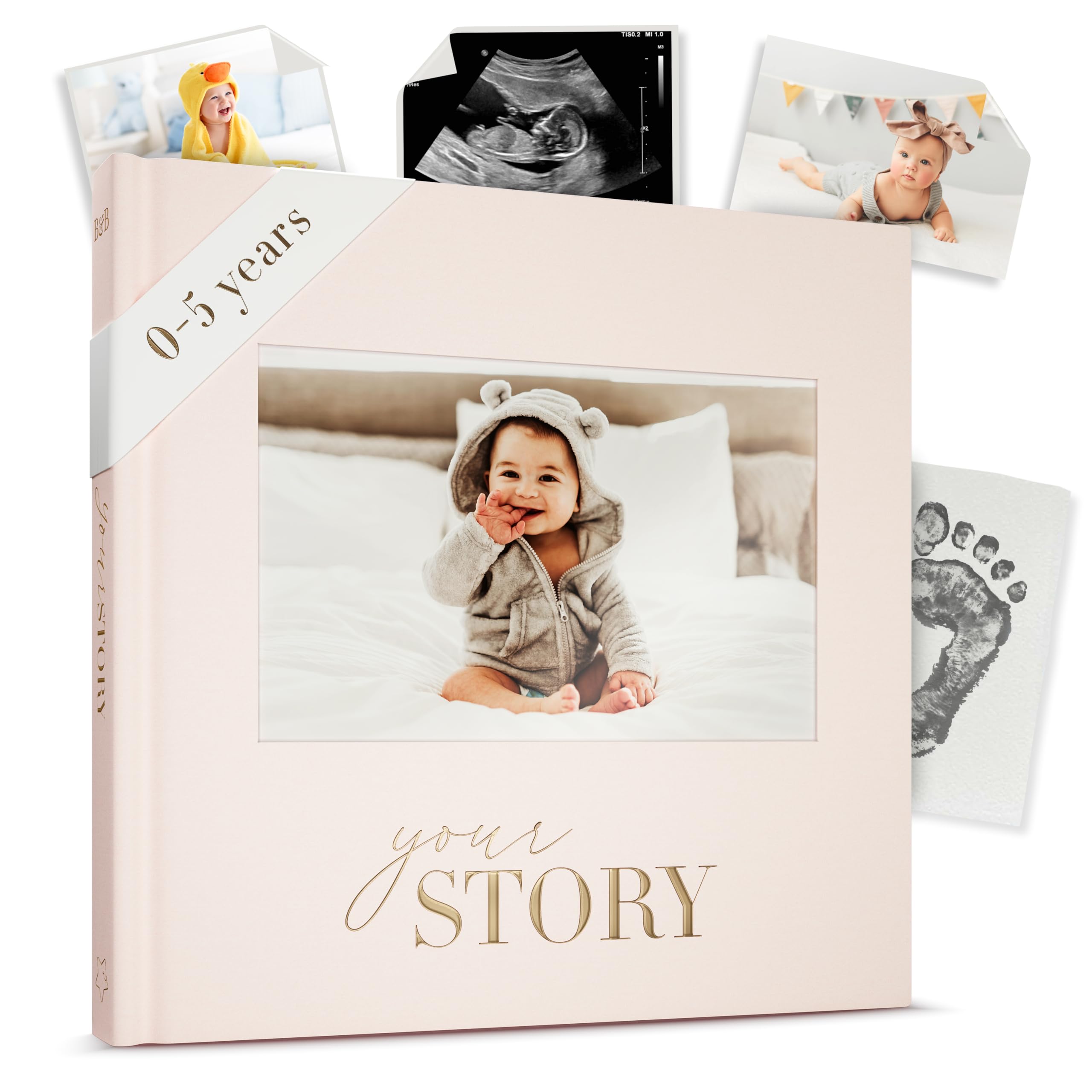 Album Ricordi Bambino 0-5 Anni - Copertina Lino Con Oro, 154 Pagine, Blu