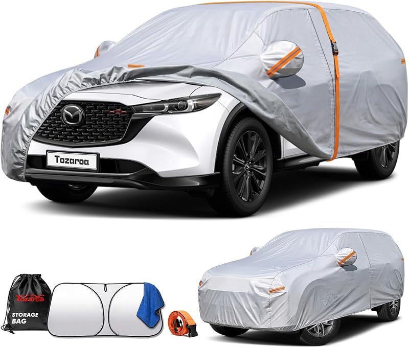 SUV Cover Waterproof All-Weather,Outdoor Full Exterior Car Covers Custom Fit for Mazda CX 5 Honda HR-V,Ford Bronco Sport,Hyundai Kona,Nissan Kicks,Trailblazer,etc,Size S1(See Size Chart)