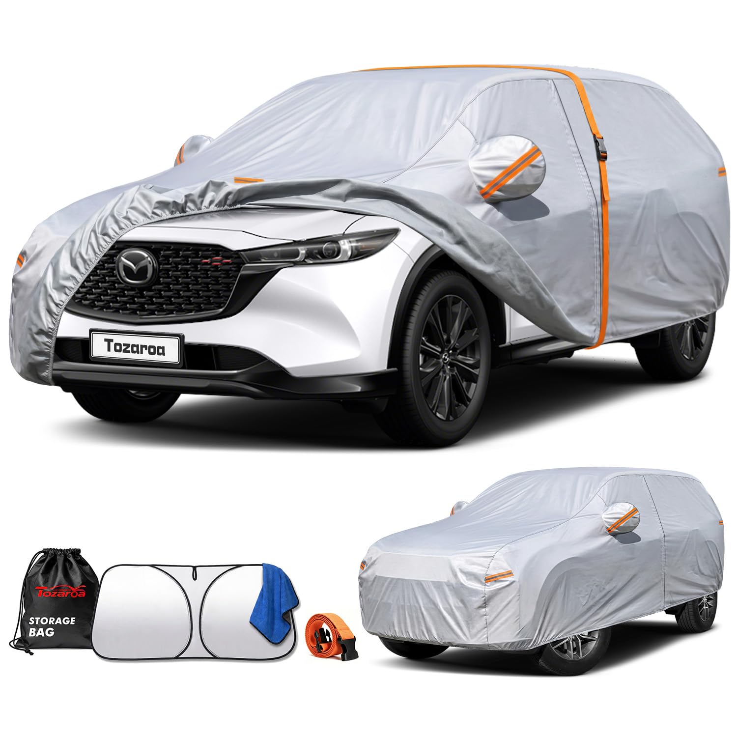Car Cover Waterproof All-Weather,Heavy-Duty Outdoor Full Exterior Automobiles Sedan/Coupe (Length 186-193 inch) with Windshield Sun Shade Universal Fit Ford Mustang,Chevy Camaro/Corvette etc — view 28
