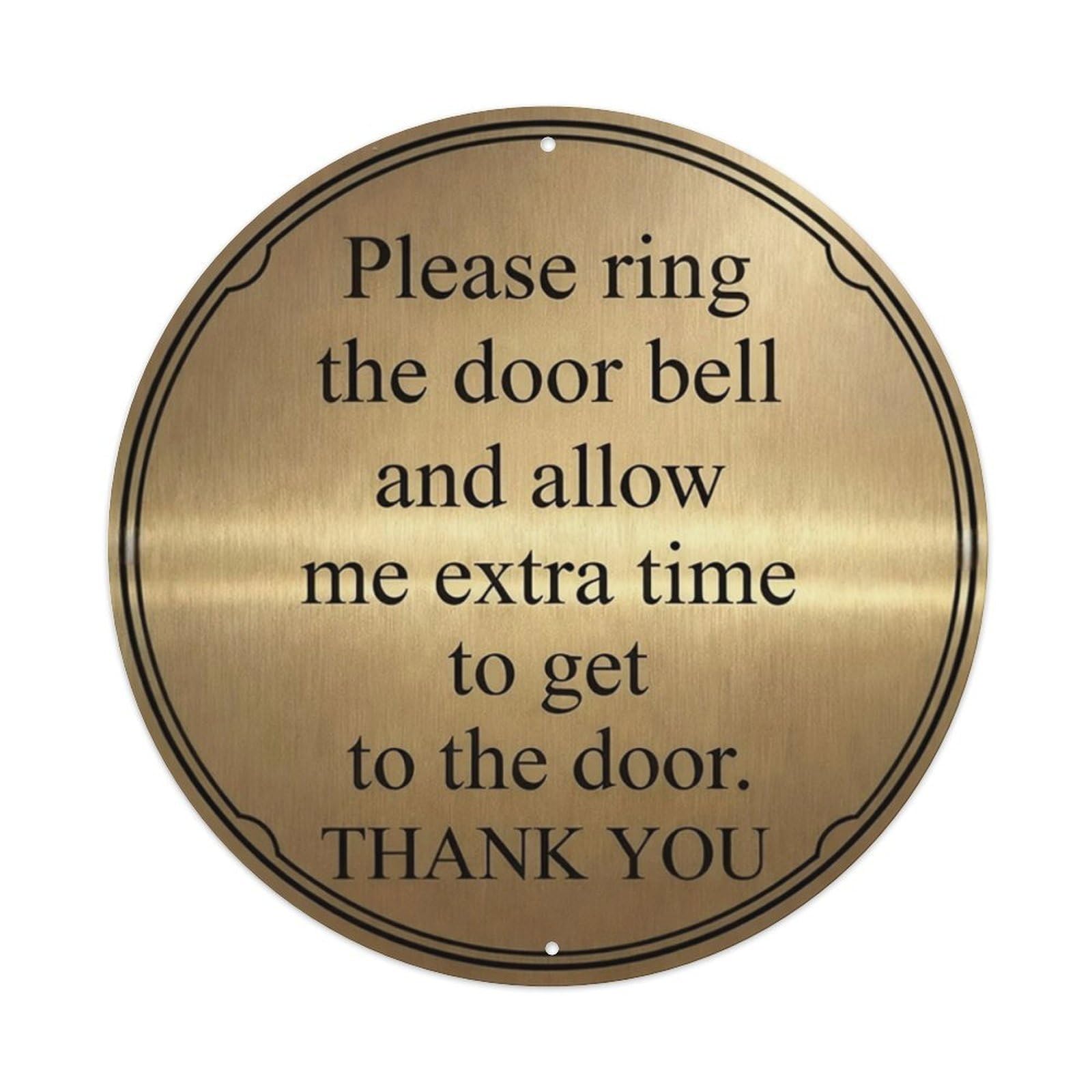 Brass Doorbell Notice Aluminium Sign 20x20cm