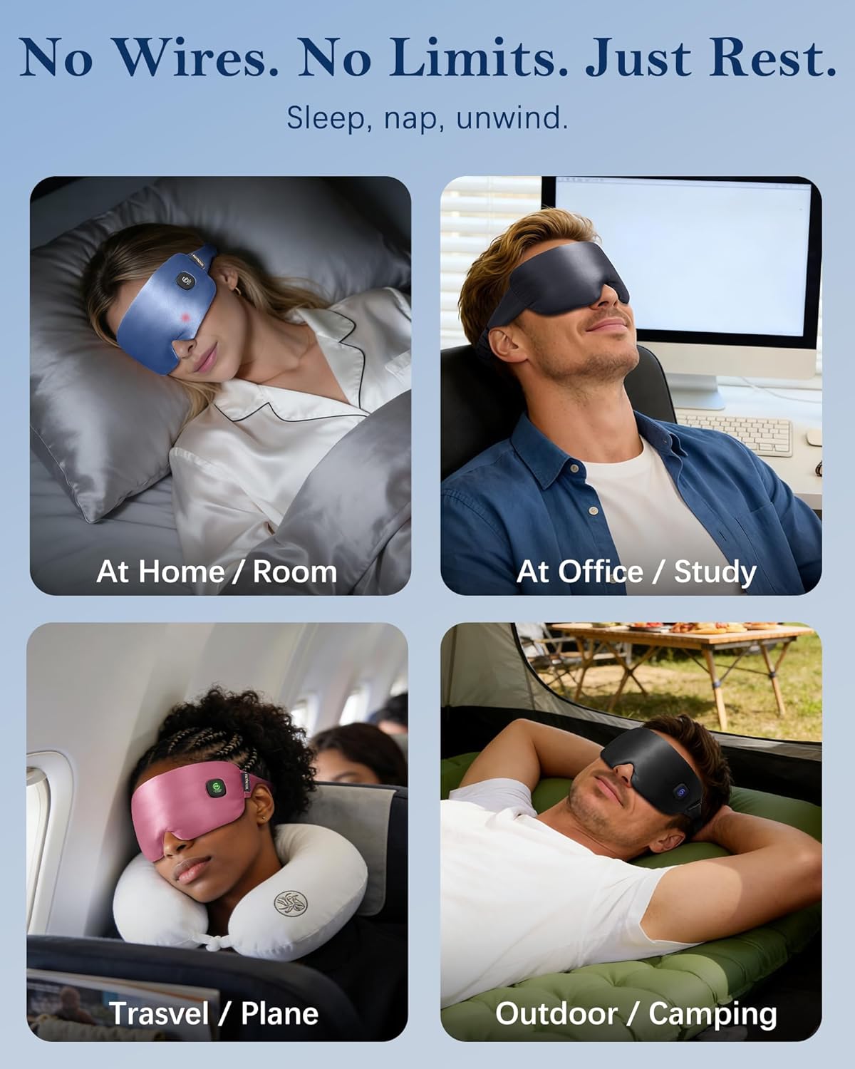 Heating Eye Mask for Dry Eyes Cordless: Silk Heated Sleep Masks for Stye Treatment Eye Strain Blepharitis Relief - Rechargeable Moist Heat Warm Compress - Washable Electric Masks - Image 7