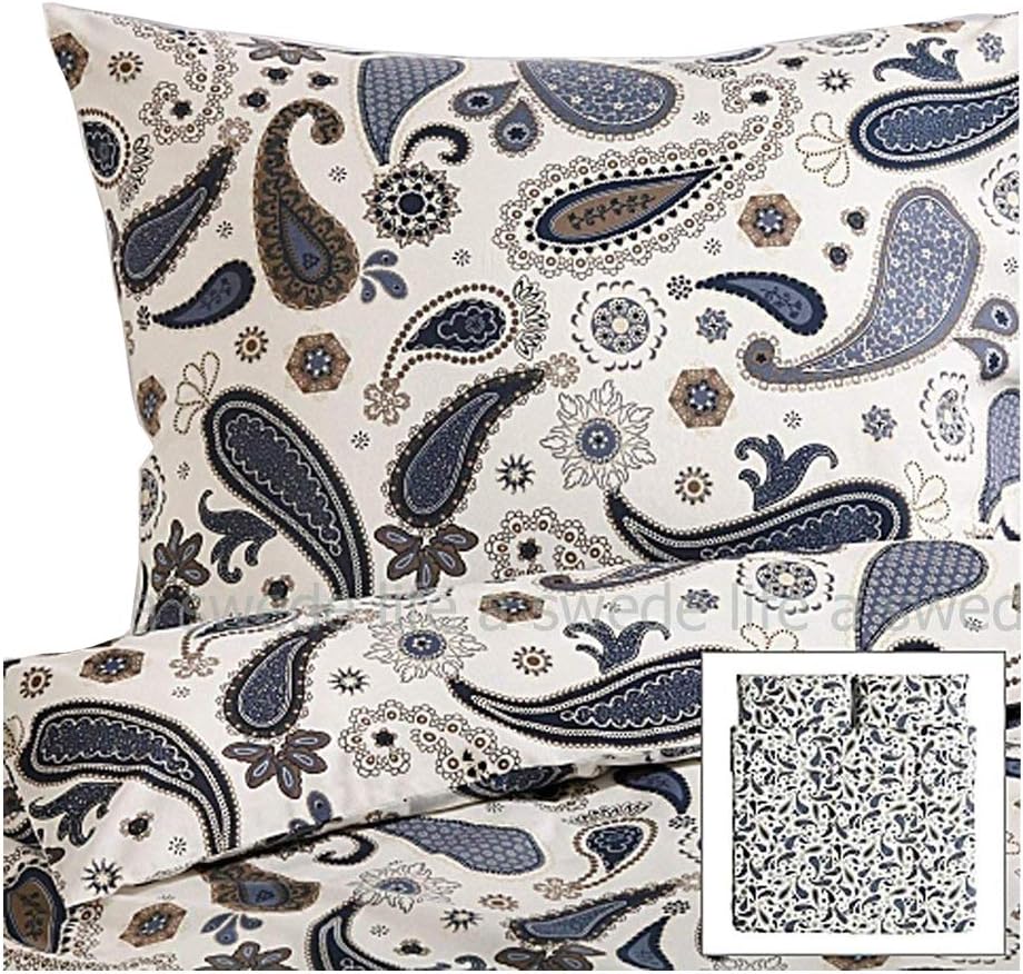 Ikea Cottage Sotblomster Blue Brown Paisley Duvet Quilt Cover Full Queen
