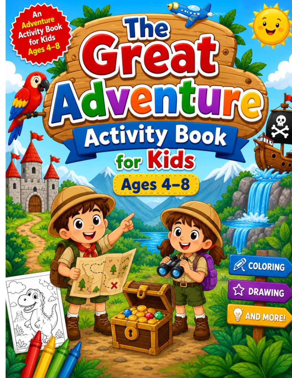 The Great Adventure Activity Book for Kids Ages 4–8: Fun and Easy Adventure-Themed Coloring Pages for Creativity and Learning