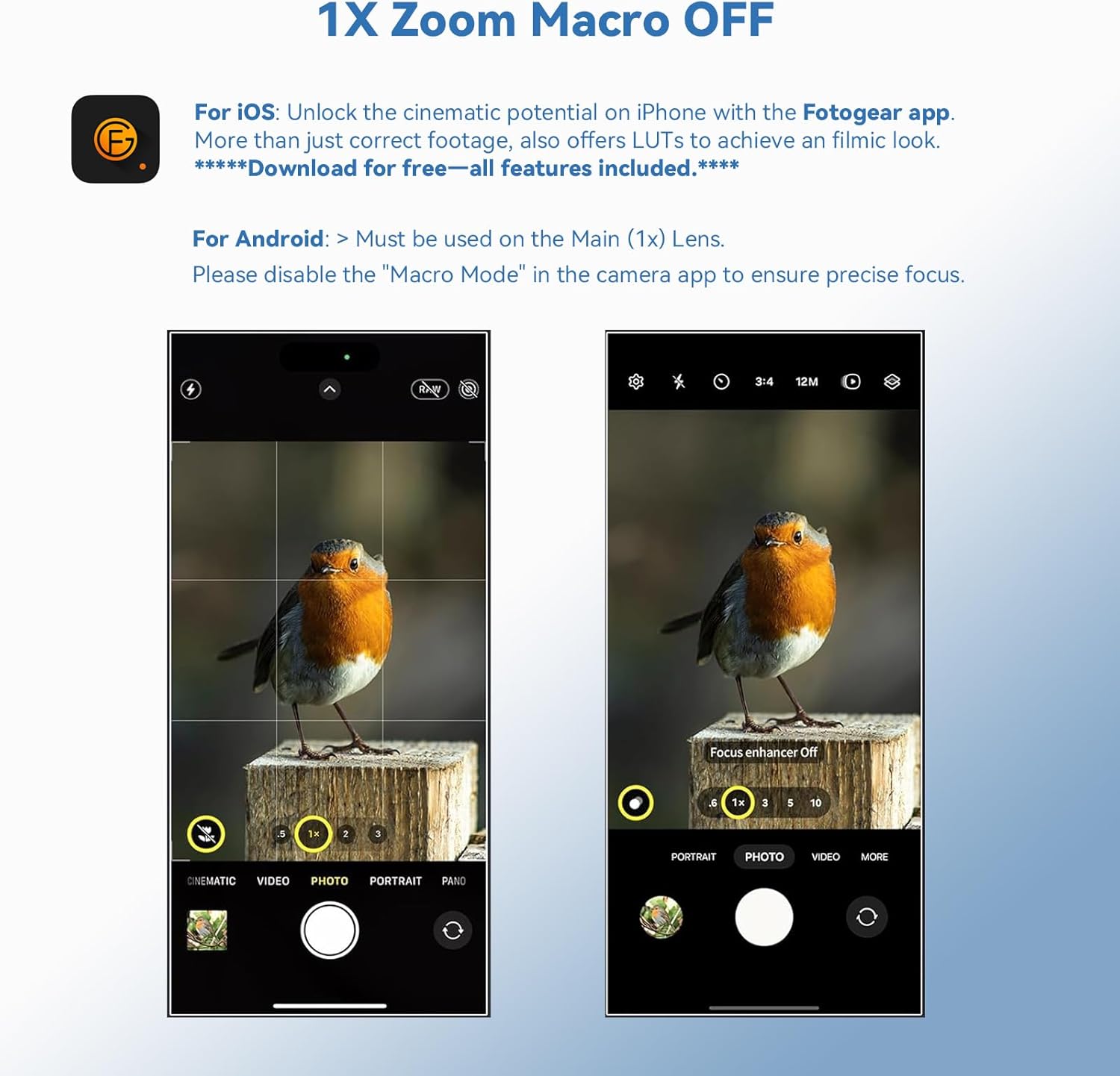 Fotorgear 60mm Portrait Lens for Smartphone, HD 2X Telephoto External Lens with T-Mount Interface, Professional Optical Bokeh & Distortion-Free for iPhone 16/15/14, Samsung, Pixel