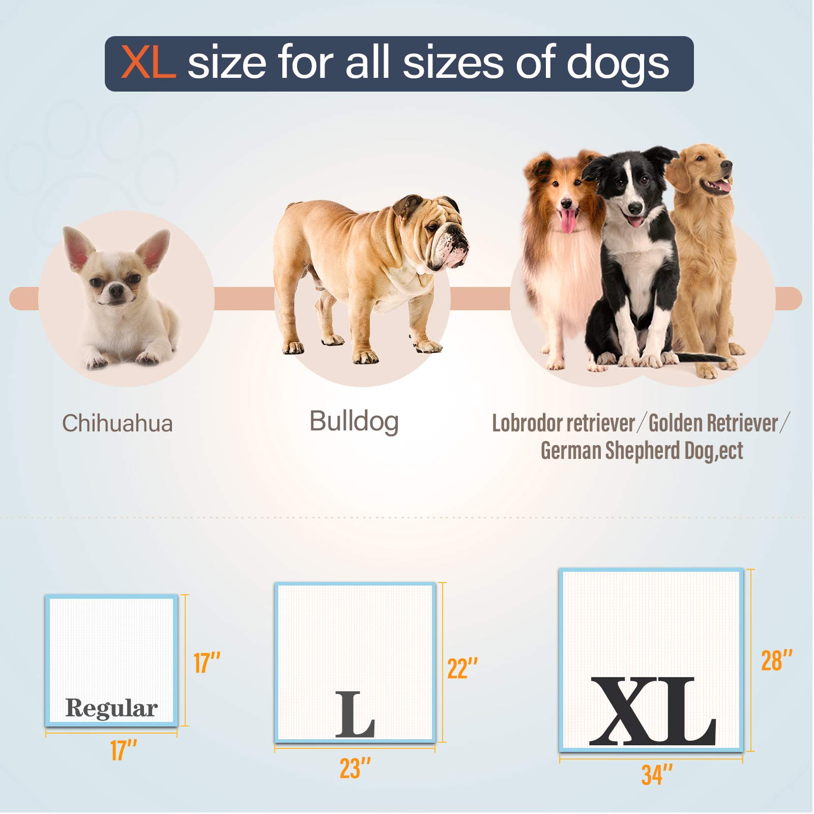 Cute Paws XL 28"x34" 30 Count Thicker Heavy Absorbency Pet Training Puppy Pee Pads - Extra Large Disposable Polymer Quick Dry No Leaking Pee Pads for Dogs, Cats, Rabbits and Other House Training Pets 4