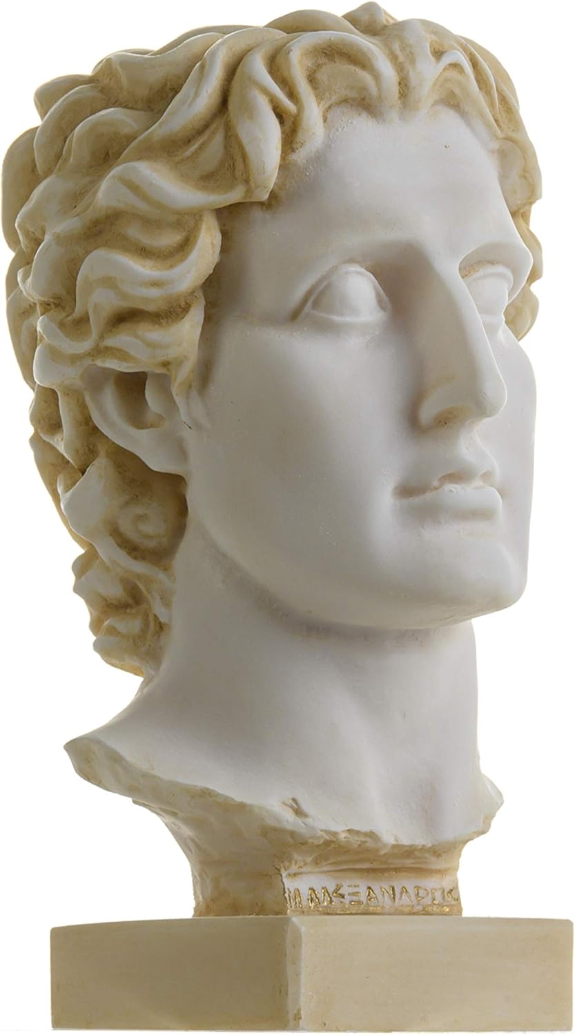 Alexander The Great of Macedonia Gold Tone Bust Greek Statue Figure 6 Inches