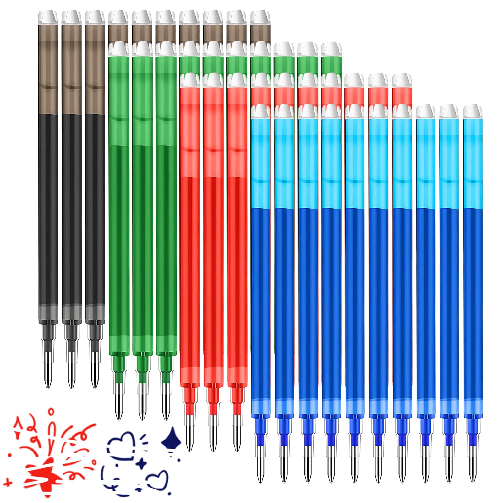 Photo 1 of 0.7 mm Erasable Gel Ink Pen Refills Compatible with Frixion Friction, Smooth Writing Multicolor Retractable Fine Point Pen Refill for School Office Home Art (4 Colors, 40)