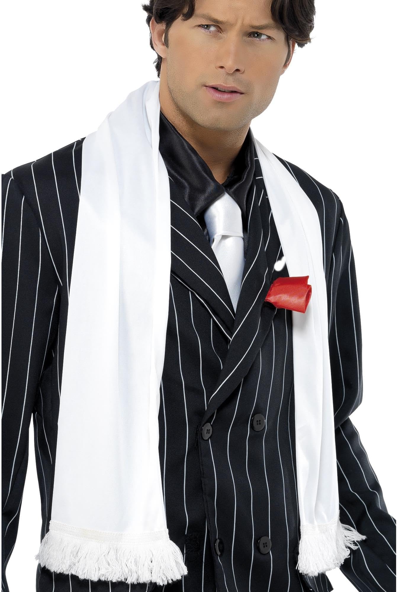 Smiffys 20s Scarf with Tassels, White , 1920's Razzle Fancy Dress, 1920s Dress Up Accessories