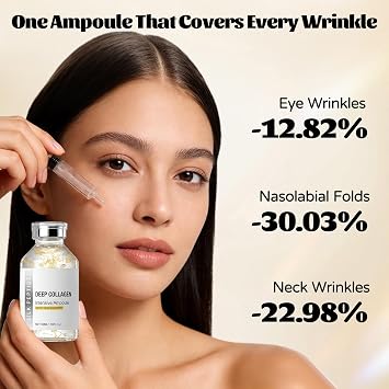 NaVaro Peptide Deep Collagen Lifting Ampoule, 2026 Korean Skin Care Firming Serum with Deep Collagen & Silk Peptide Complex for Face & Neck, Anti-Ageing Hydrating Treatment for Wrinkle Reduction