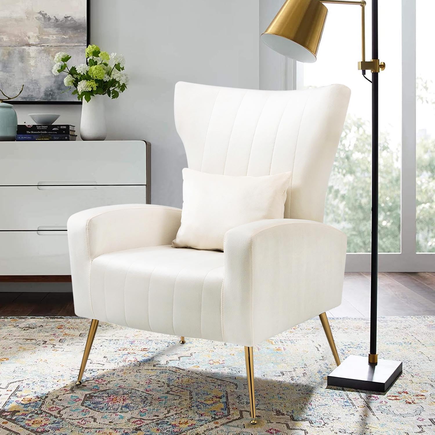 X-VOLSPORT Velvet Accent Chair White