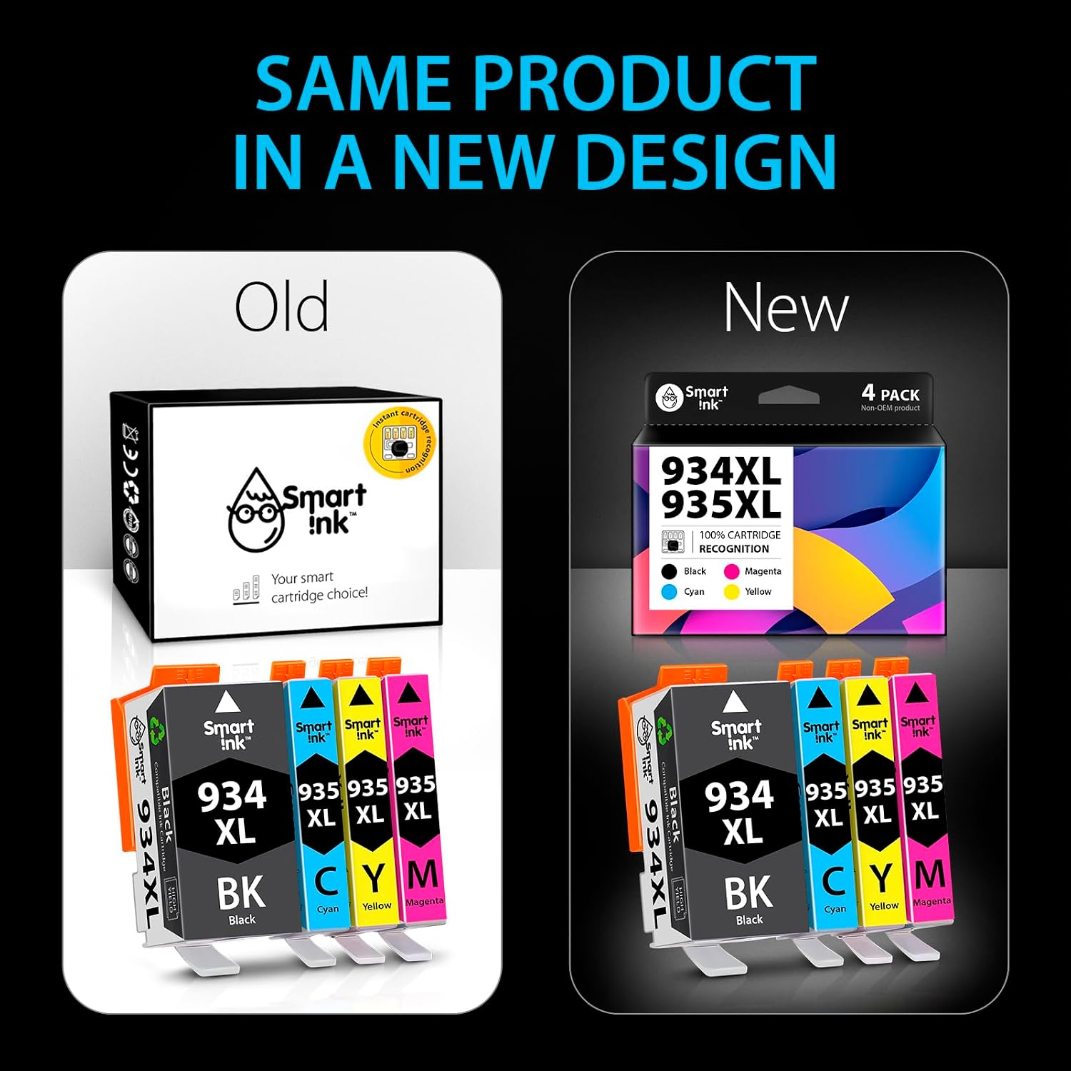 Smart Ink Compatible Ink Cartridge Replacement for HP 934 XL 935XL 934XL 935 High Yield 4 Combo Pack (Black & C/M/Y) to use with Officejet 6220 6812 6815 6820 Officejet Pro 6230 6830 6835 Printers