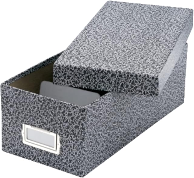 Oxford 40588 Reinforced Board Card File, Lift-Off Cover, Holds 1,200 3 x 5 Cards, Black/White