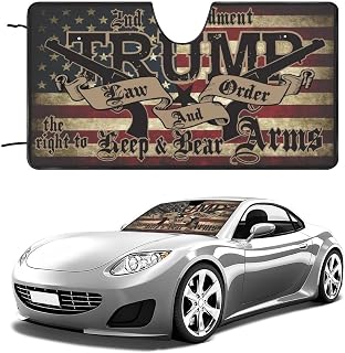 Windshield Sun Shade Law & Order 2Nd Amendment Guns American Car Window Sun Shade Packable Reflector Blocks 99% UV Rays Keep Your Vehicle Cool 51x28In for Most Sedans SUV Truck Automotive