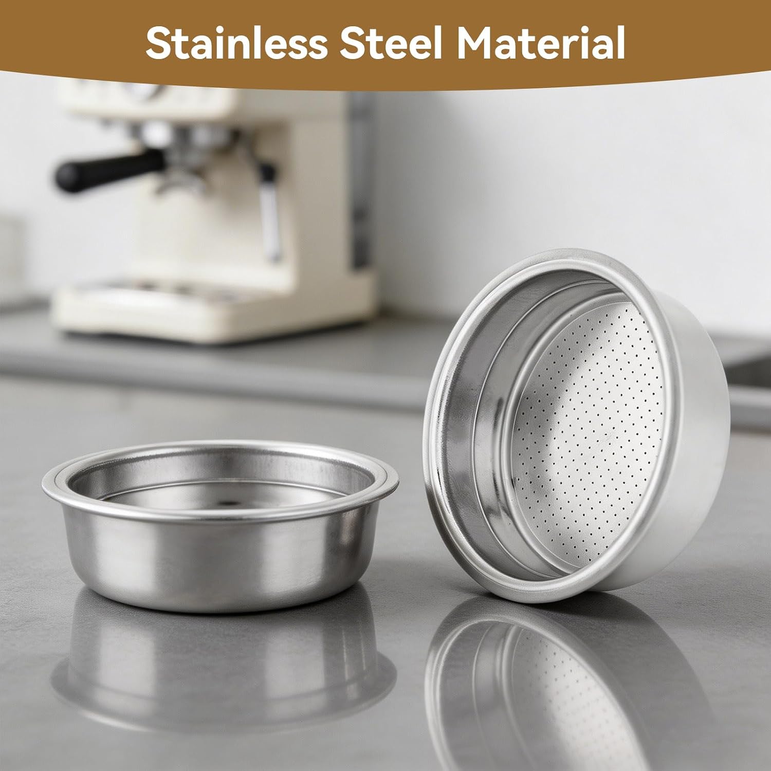 51mm Portafilter Filter Basket, Single Cup Reusable Stainless Steel Espresso Coffee Filters Basket Machine Replacement Accessories for Portafilter Coffee Machine image 2