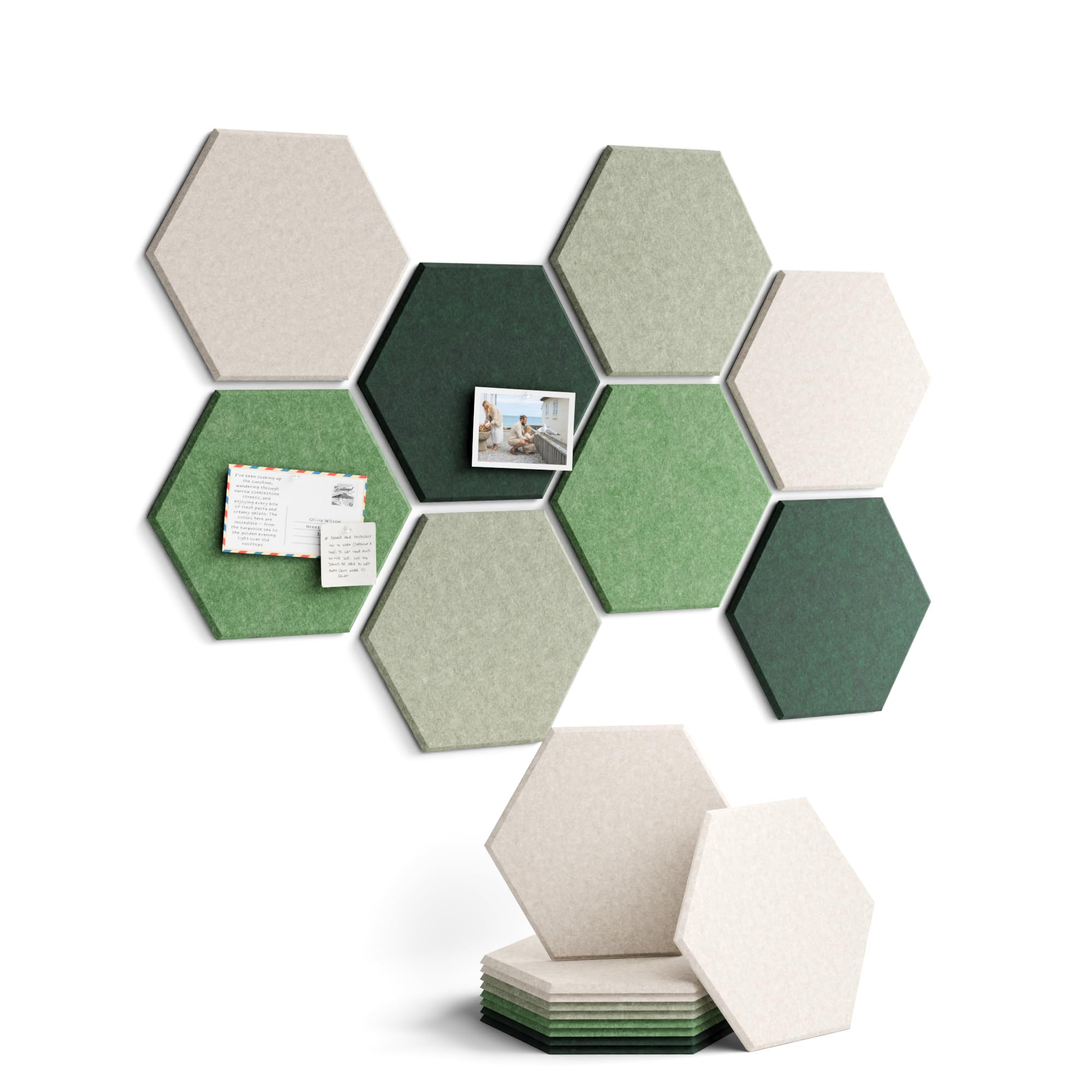 Fluxynara 8-Pack Hexagon Cork Board Alternative Wall Decor, Sagewood
